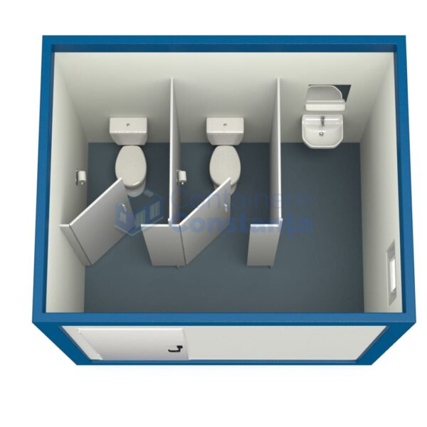 container sanitar constanta 3metri 2wc albastru