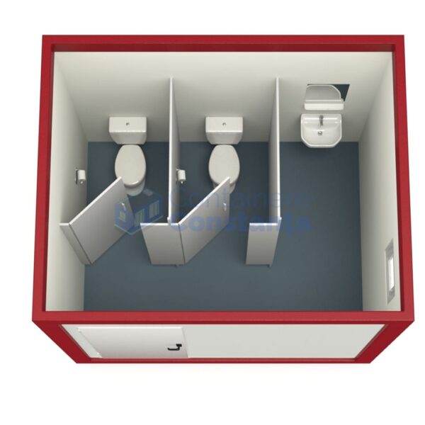 container sanitar constanta 3metri 2wc rosu