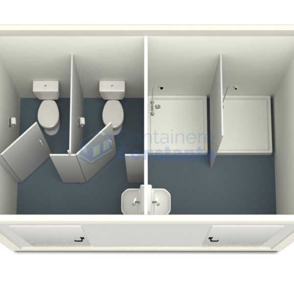 container sanitar constanta 4metri 2dusuri 2wc alb