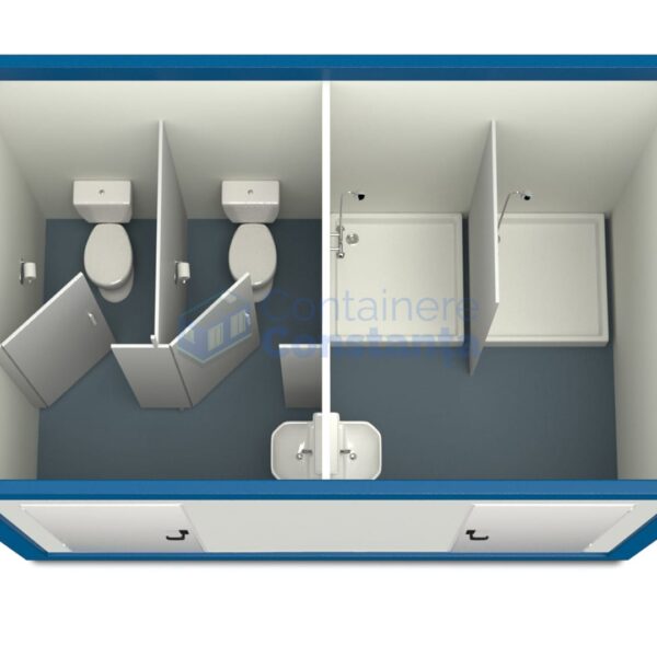 container sanitar constanta 4metri 2dusuri 2wc albastru