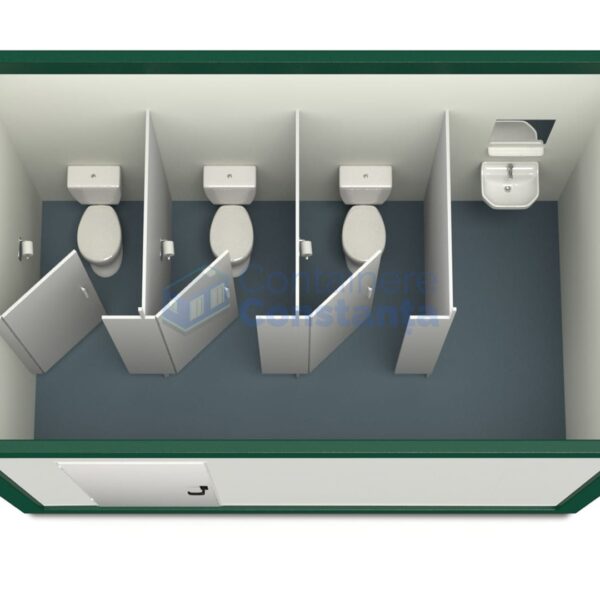 container sanitar constanta 4metri 3wc verde