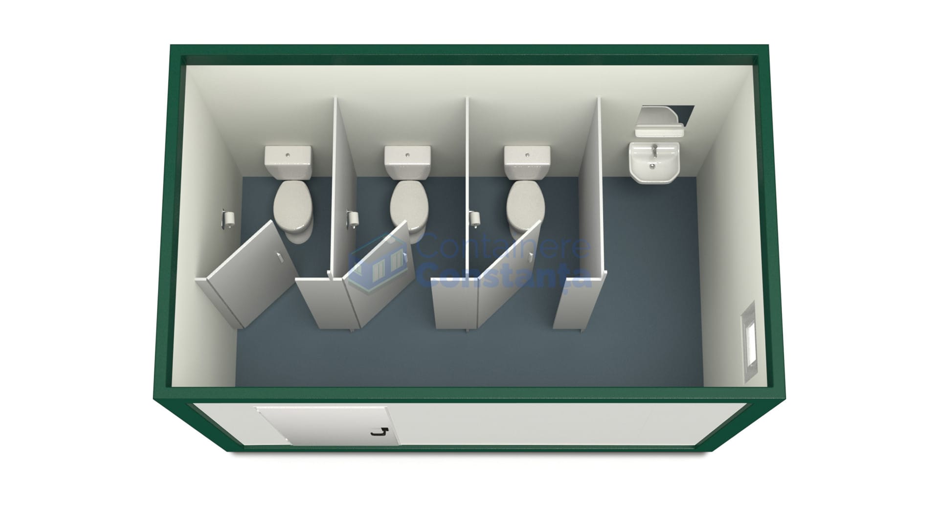 container sanitar constanta 4metri 3wc verde
