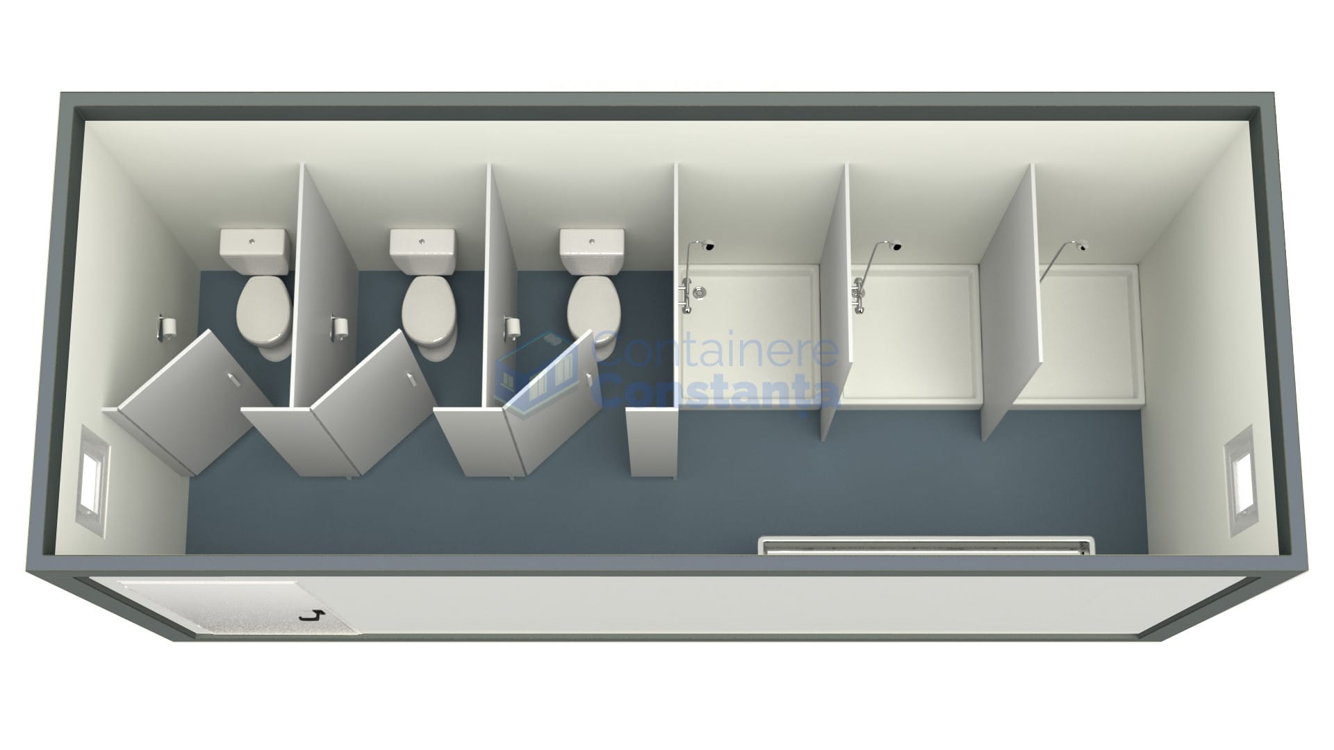 container sanitar constanta 6metri 3dusuri 3wc gri