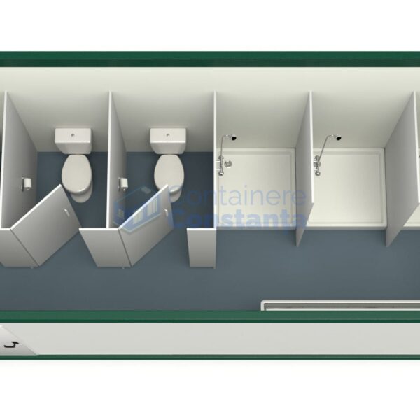 container sanitar constanta 6metri 3dusuri 3wc verde