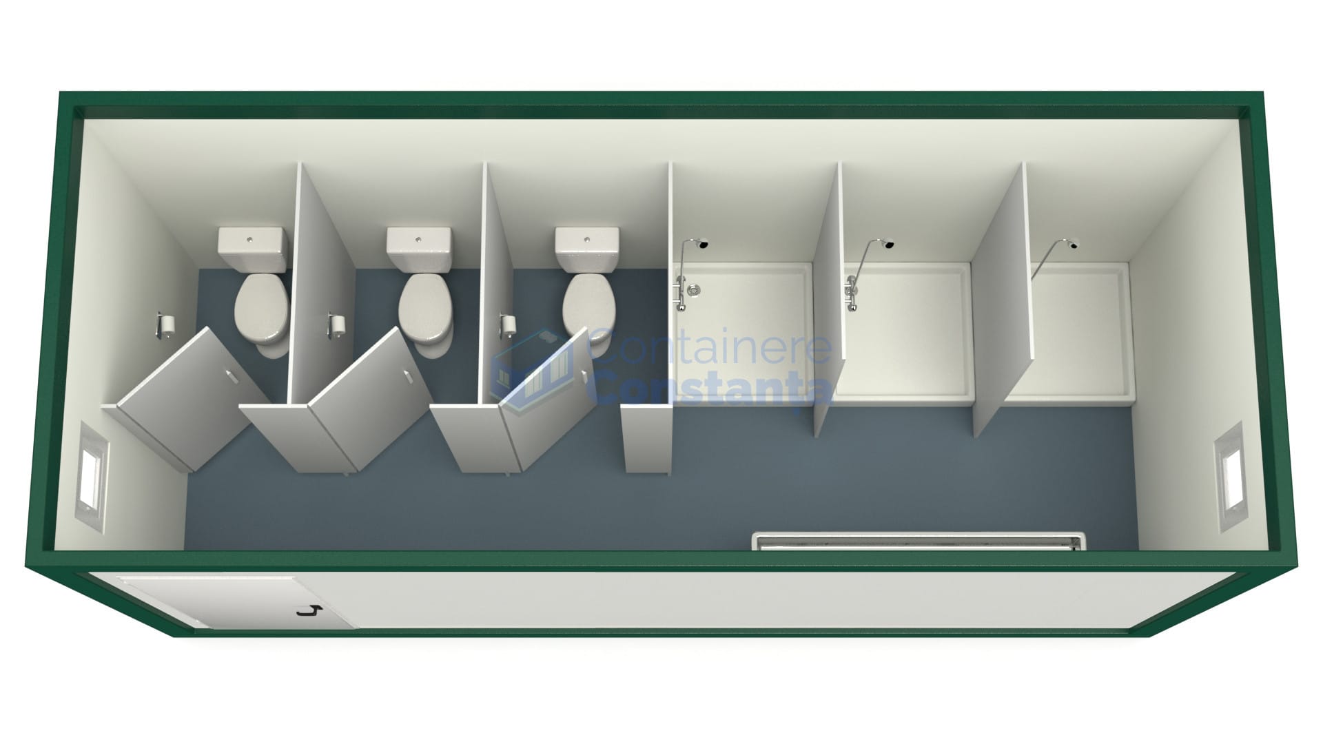container sanitar constanta 6metri 3dusuri 3wc verde